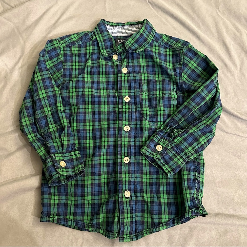 OshKosh B’Gosh - Plaid Button Down - Green & Blue - Sz: 3T